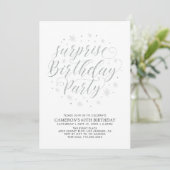 Modern Silver Surprise - Adult Birthday Party Kaart (Staand voorkant)