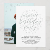Modern Silver Surprise - Adult Birthday Party Kaart (Voorkant / Achterkant)
