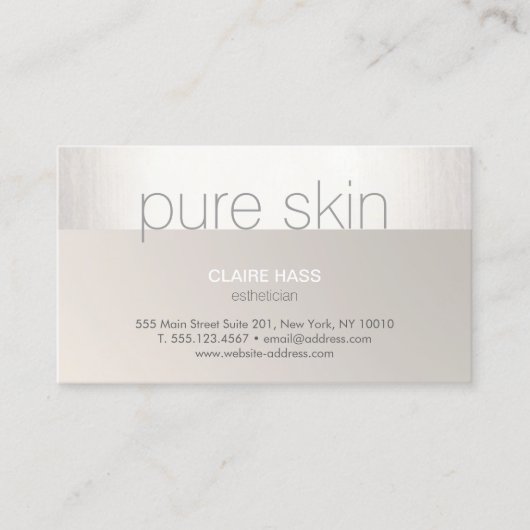 Modern Silver Taupe Esthetician Spa Visitekaartje (Voorkant)
