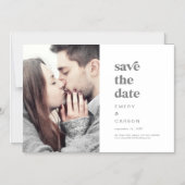 Modern Silver Typografie Photo Save the Date Magnetische Uitnodiging (Voorkant)