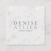 Modern Silver Vein Marble Vierkante Visitekaartje (Voorkant)