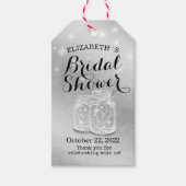 Modern Silver Vrijgezellenfeest Mason Jar String L Cadeaulabel (Voorkant)