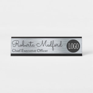 Modern Silver Watch Logo Desk Sign Name Bord Bureau Naambordje