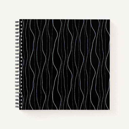 Modern Silver Wavy Lines Pattern Notitieboek (Voorkant)