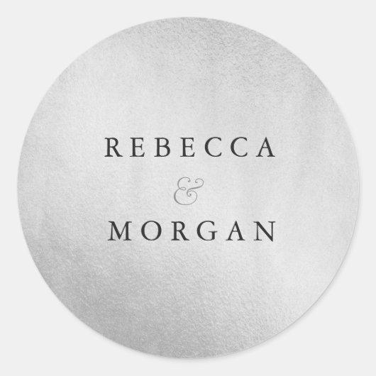 Modern Silver Wedding Couple Name Sticker (Voorkant)