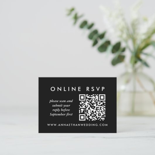 Modern Silver Wedding Online QR Code RSVP Informatiekaartje (Staand voorkant)