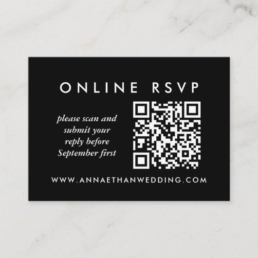 Modern Silver Wedding Online QR Code RSVP Informatiekaartje (Voorkant)