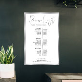 Modern Silver & White Business Pricing Menu Poster