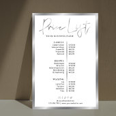 Modern Silver & White Business Pricing Menu Poster