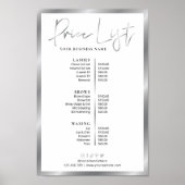 Modern Silver & White Business Pricing Menu Poster (Voorkant)