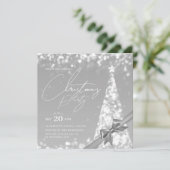 MODERN Silver Winter Christmas Tree Bow Party  Kaart (Staand voorkant)