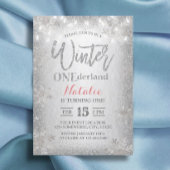 Modern Silver Winter ONEderland 1e verjaardag Kaart