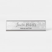 Modern Silver Winter Snowflakes Bureau Naambordje (Voorkant)