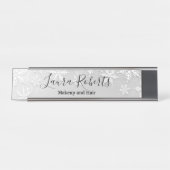 Modern Silver Winter Snowflakes Bureau Naambordje (Voorkant)