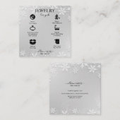 Modern Silver Winter Snowflakes Vierkante Visitekaartje (Voorkant / Achterkant)