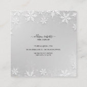 Modern Silver Winter Snowflakes Vierkante Visitekaartje (Achterkant)