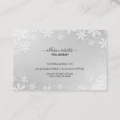 Modern Silver Winter Snowflakes Visitekaartje (Achterkant)