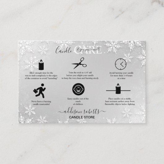 Modern Silver Winter Snowflakes Visitekaartje (Voorkant)