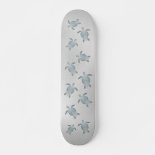 Modern Silver Zee Turtles Coastal Persoonlijk Skateboard