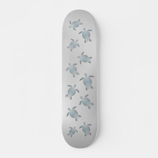 Modern Silver Zee Turtles Coastal Persoonlijk Skateboard (Voorkant)