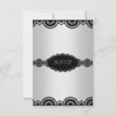 MODERN SILVERBLACK LACE ENGAGEMENT PARTY RSVP KAART (Voorkant)