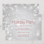 Modern SilverBokeh Lights Holiday Uitnodiging (Voorkant / Achterkant)