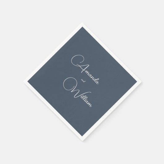 Modern Simimity Navy Blue Wedding Servet (Hoek)