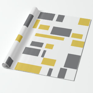 Modern, simpel, cool geometric yellow gray pattern cadeaupapier