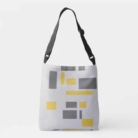 Modern, simpel, cool geometric yellow gray pattern crossbody tas (Achterkant)