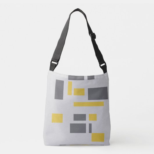 Modern, simpel, cool geometric yellow gray pattern crossbody tas (Voorkant)