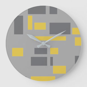 Modern, simpel, cool geometric yellow gray pattern grote klok