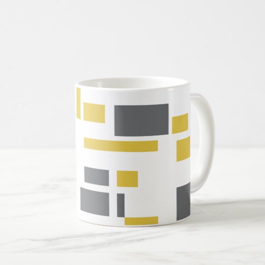 Modern, simpel, cool geometric yellow gray pattern koffiemok (Voorkant rechts)