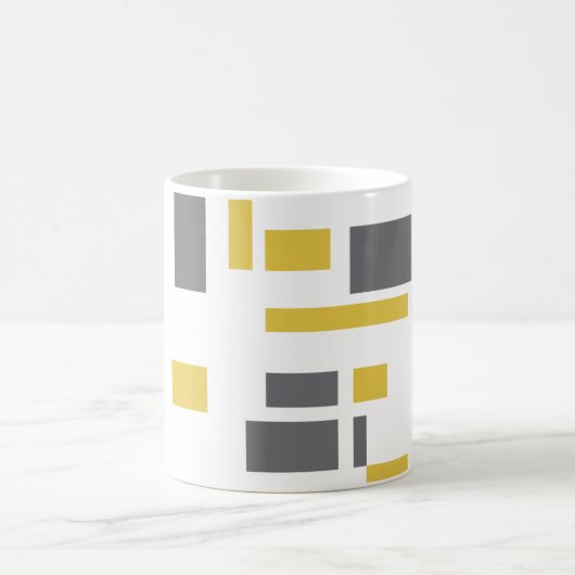 Modern, simpel, cool geometric yellow gray pattern koffiemok (Center)