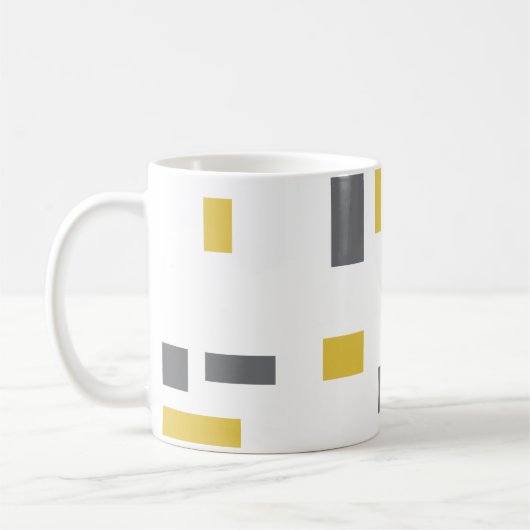 Modern, simpel, cool geometric yellow gray pattern koffiemok (Links)