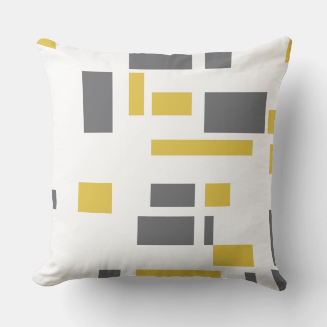 Modern, simpel, cool geometric yellow gray pattern kussen (Voorkant)