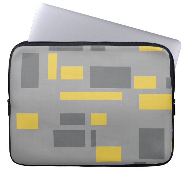 Modern, simpel, cool geometric yellow gray pattern laptop sleeve (Voorkant)