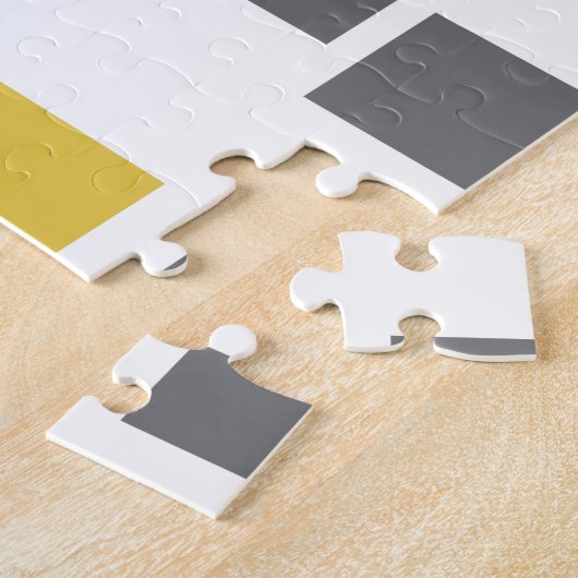 Modern, simpel, cool geometric yellow gray pattern legpuzzel (Zijkant)