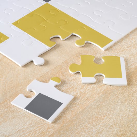Modern, simpel, cool geometric yellow gray pattern legpuzzel (Zijkant)