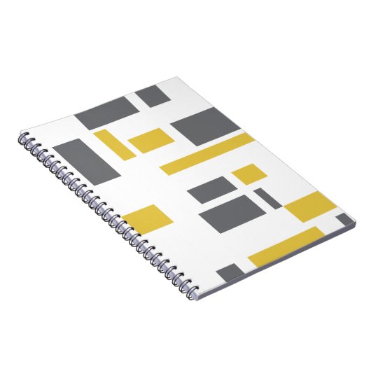 Modern, simpel, cool geometric yellow gray pattern notitieboek (Rechterzijde)