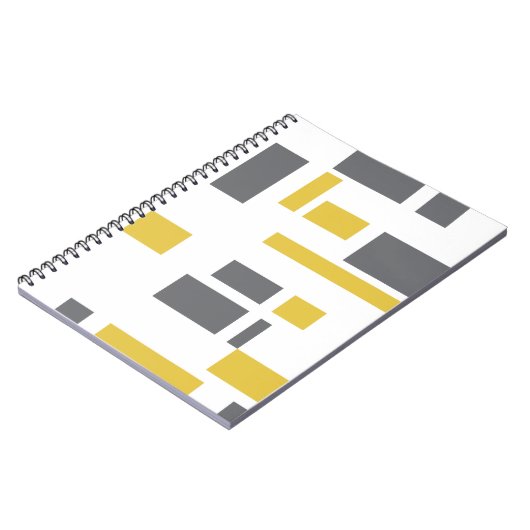 Modern, simpel, cool geometric yellow gray pattern notitieboek (Linkerzijde)
