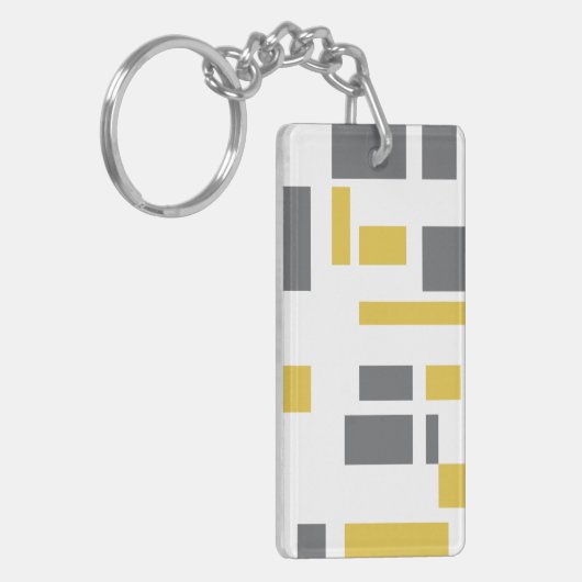 Modern, simpel, cool geometric yellow gray pattern sleutelhanger (Voorkant Links)