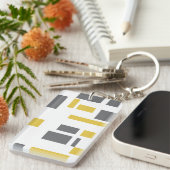 Modern, simpel, cool geometric yellow gray pattern sleutelhanger (Voorkant Rechts)