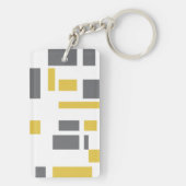 Modern, simpel, cool geometric yellow gray pattern sleutelhanger (achterkant)