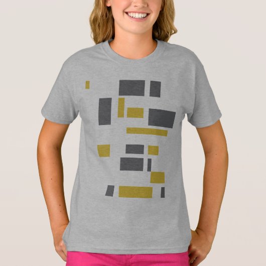 Modern, simpel, cool geometric yellow gray pattern t-shirt (Voorkant)