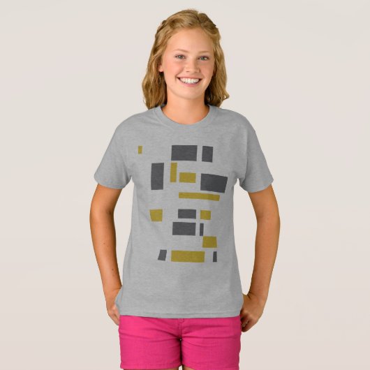 Modern, simpel, cool geometric yellow gray pattern t-shirt (Voorkant volledig)