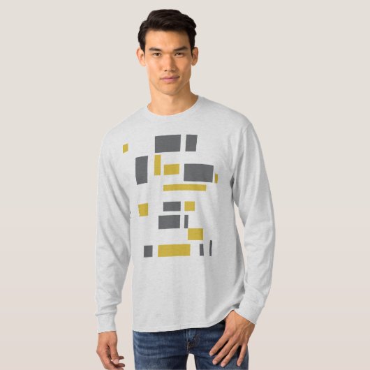 Modern, simpel, cool geometric yellow gray pattern t-shirt (Voorkant volledig)