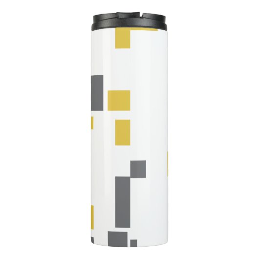 Modern, simpel, cool geometric yellow gray pattern thermosbeker (Achterkant)