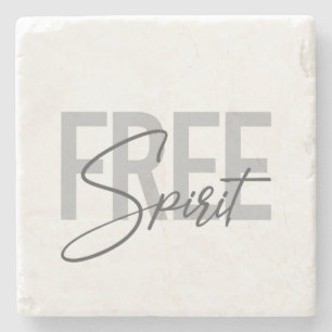 Modern, simpel, cool typography of Free Spirit Stenen Onderzetter
