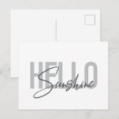 Modern, simpel, coole typograaf Hello Sunshine Briefkaart (Voorkant / Achterkant)