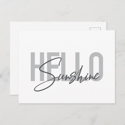 Modern, simpel, coole typograaf Hello Sunshine Briefkaart (Voorkant / Achterkant)